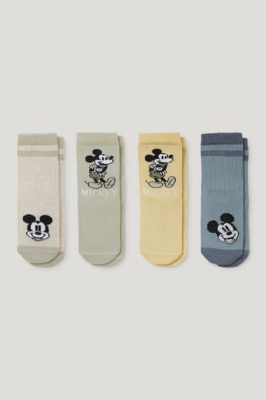 Bébé garçons - Lot de 4 paires - Mickey Mouse - chaussettes pour bébé à motif - vert / beige
