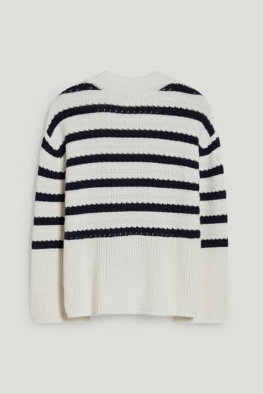 Damen - Pullover - gestreift - cremeweiß