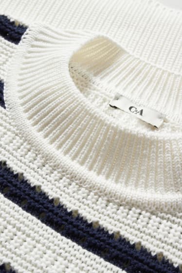 Damen - Pullover - gestreift - cremeweiß