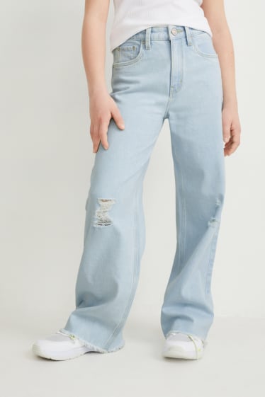 Kids Girls - Wide leg jeans - dżins-jasnoniebieski