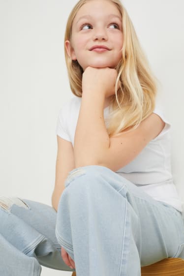 Kids Girls - Wide leg jeans - dżins-jasnoniebieski