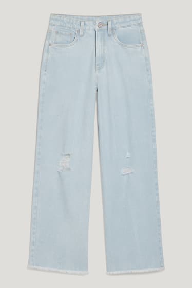 Filles - Wide leg jean - jean bleu clair