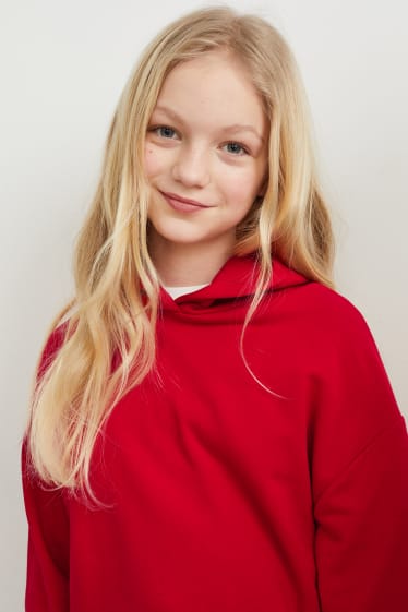 Filles - Sweat à capuche - rouge