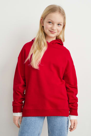 Filles - Sweat à capuche - rouge