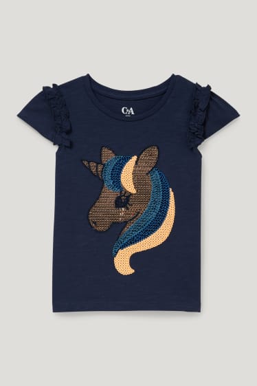 Toddler Girls - Maglia a maniche corte - effetto brillante - blu scuro