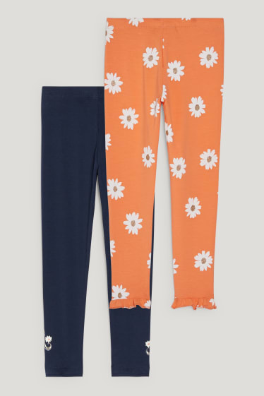 Toddler Girls - Confezione da 2 - unicorno - leggings - a fiori - blu scuro