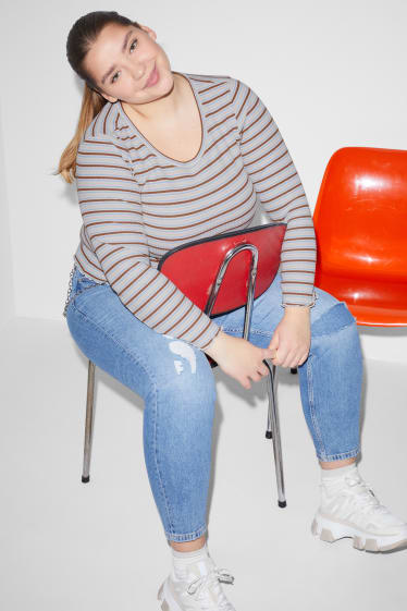 Women XL - CLOCKHOUSE - long sleeve top - striped - beige
