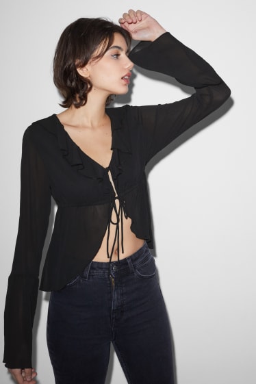 Clockhouse femme - CLOCKHOUSE - chemisier en gaze - noir