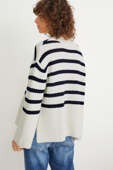 Damen - Pullover - gestreift - cremeweiß