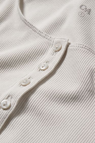 Dames - Basic-longsleeve - crèmekleurig