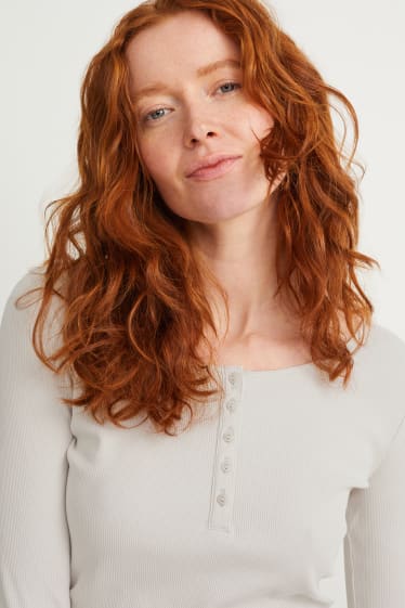 Dames - Basic-longsleeve - crèmekleurig