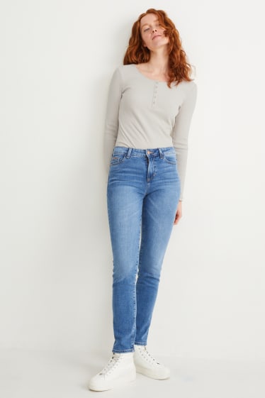 Dames - Basic-longsleeve - crèmekleurig