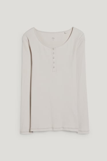 Dames - Basic-longsleeve - crèmekleurig