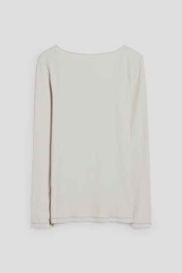Dames - Basic-longsleeve - crèmekleurig