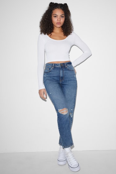 Clockhouse femme - CLOCKHOUSE - mom jean - high waist - jean bleu