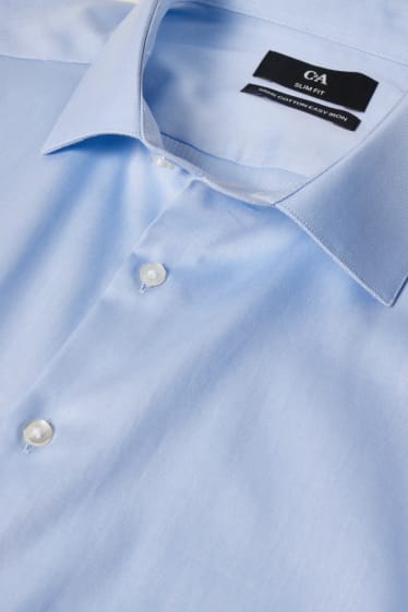 Mężczyźni - Koszula biznesowa - slim fit - kołnierzyk włoski - dobrze się prasuje - jasnoniebieski