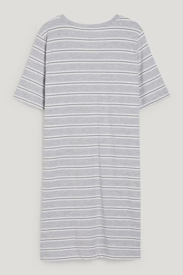 Women - Nightshirt - striped - white / gray