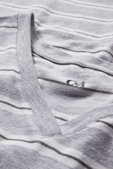 Damen - Bigshirt - gestreift - weiß / grau