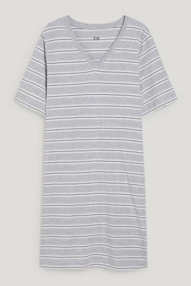 Damen - Bigshirt - gestreift - weiß / grau