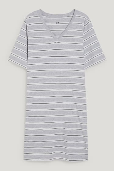 Women - Nightshirt - striped - white / gray