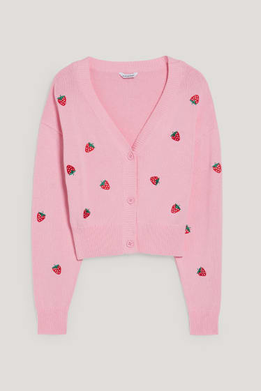 Clockhouse Girls - CLOCKHOUSE - cropped cardigan - patterned - pink