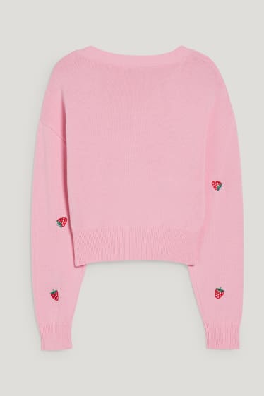 Clockhouse Girls - CLOCKHOUSE - cropped cardigan - patterned - pink