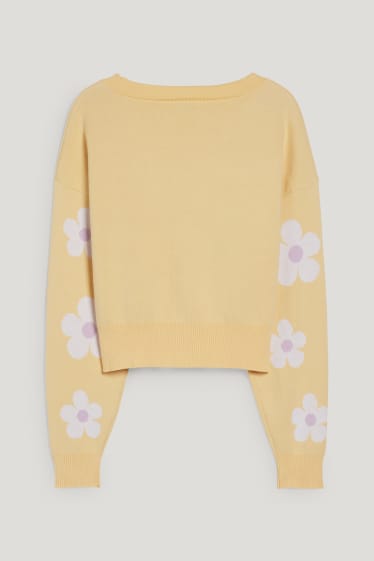 Clockhouse Girls - CLOCKHOUSE - cropped cardigan - floral - yellow