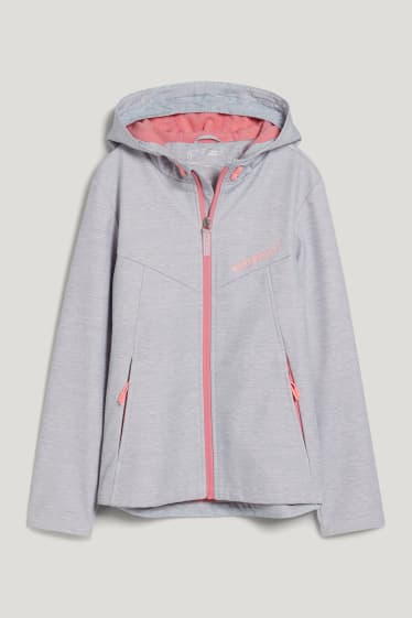 Kids Girls - Softshell jacket with hood - light gray-melange
