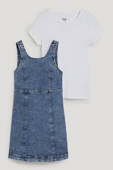 Kids Girls - Set - spijkerjurk en T-shirt - 2-delig - jeansblauw