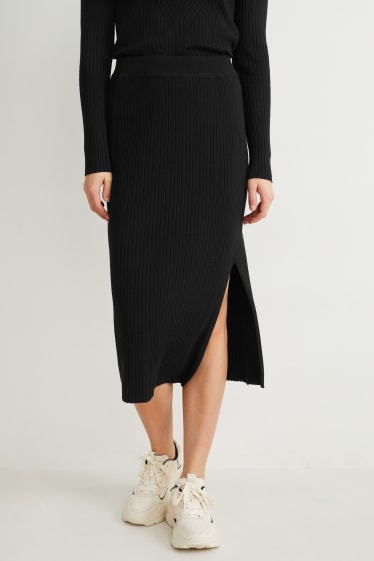 Donna - Gonna in maglia - nero