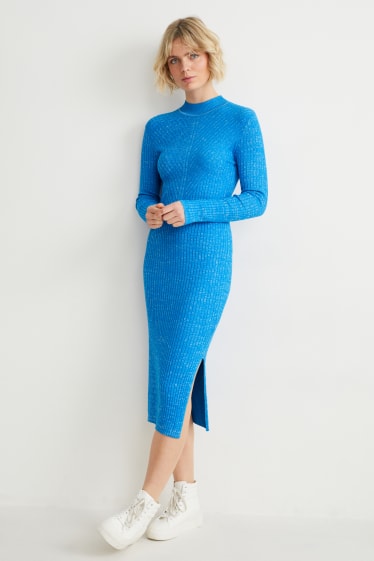 Women - Knitted dress - blue