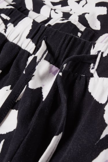 Damen - Pyjamahose - geblümt - dunkelblau