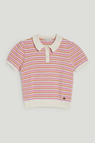 Filles - Pullover - à rayures - rose