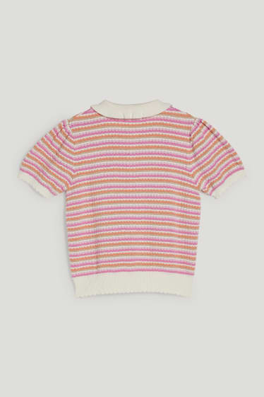 Filles - Pullover - à rayures - rose