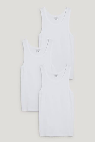 Heren XL - Set van 3 - onderhemd - fijnrib - biokatoen - wit