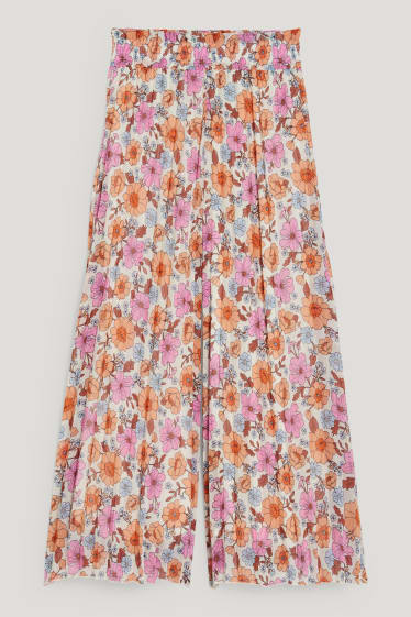 Bambine: - Pantaloni plissettati - a fiori - rosa