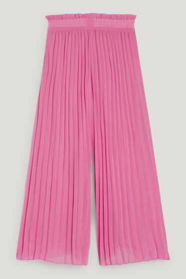 Dívčí - Plisované kalhoty - růžová