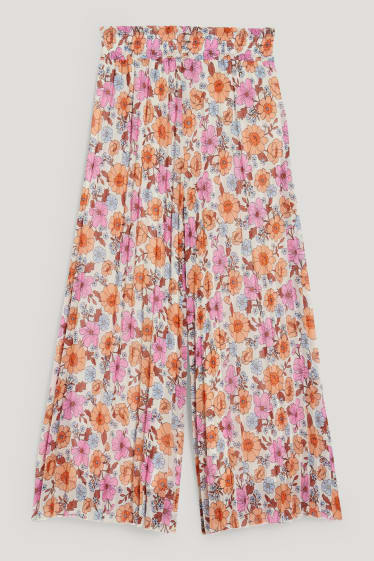 Bambine: - Pantaloni plissettati - a fiori - rosa
