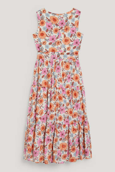 Filles - Robe - à fleurs - rose