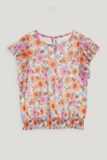 Kids Girls - Blouse van chiffon - gebloemd - gekleurd