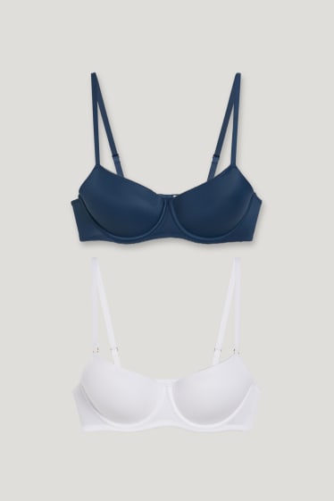 Femmes - Lot de 2 - soutiens-gorge avec armatures - FULL COVERAGE - ampliformes - blanc