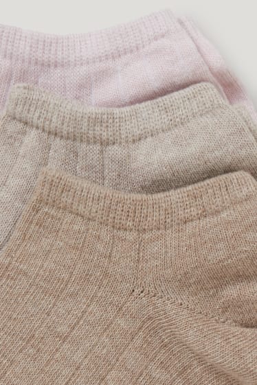 Dámské - Multipack 3 ks - ponožky do tenisek - bio bavlna - světle růžová