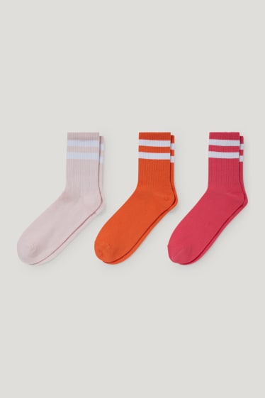 Dámské - Multipack 3 ks - tenisové ponožky - růžová