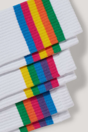 Femmes - Lot de 3 - chaussettes de tennis - à rayures - vert