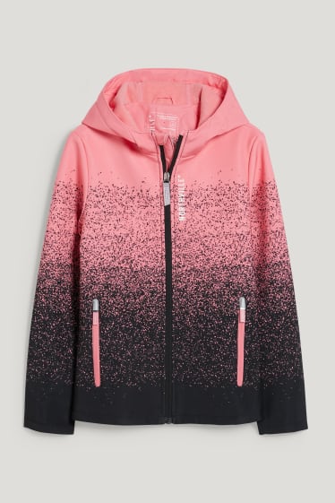Kids Girls - Softshelljacke mit Kapuze - schwarz / rosa