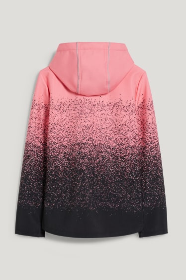 Kids Girls - Softshelljacke mit Kapuze - schwarz / rosa