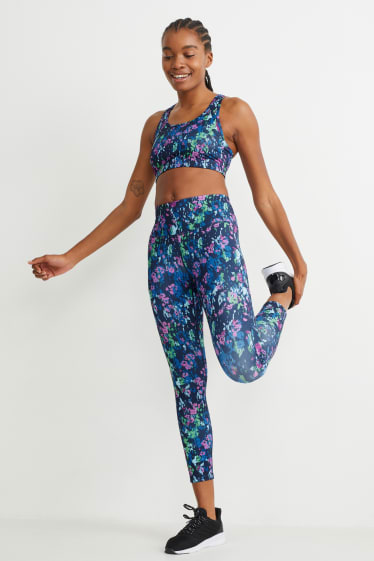 Donna - Leggings tecnici - Compressive - fitness - 4 Way Stretch - blu scuro