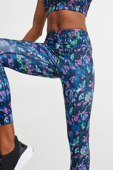 Donna - Leggings tecnici - Compressive - fitness - 4 Way Stretch - blu scuro