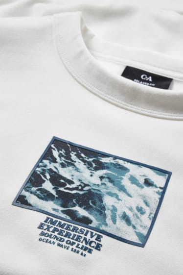 Heren - Sweatshirt - met gerecycled polyester - wit