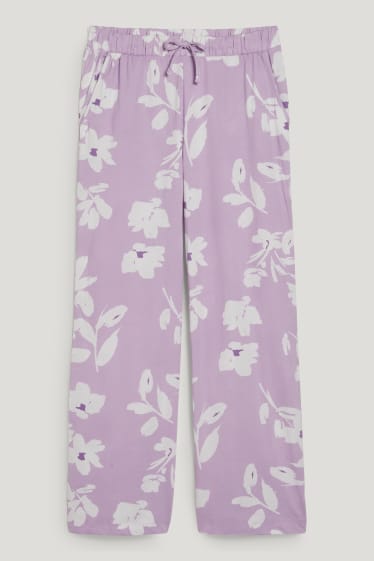 Femmes - Pantalon de pyjama - à fleurs - violet clair